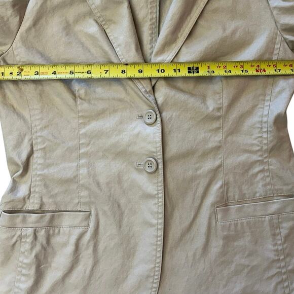Liz Claiborne Petite Sm Career Casual Blazer Womens Khaki Button Detail on Back - Picture 7 of 9